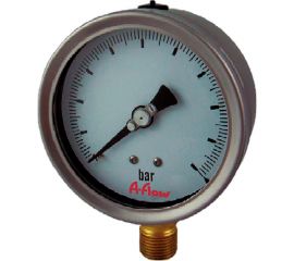 Манометр от -1 до 1.5 бар из нержавеющей стали, D63 мм, NPT 1/4"", штуцер снизу A-Flow G22-S-4N-63A-V1,5bar 