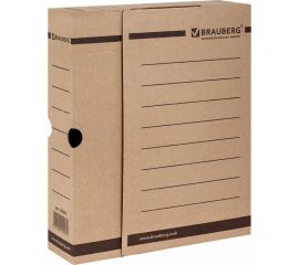Архивный короб с клапаном, микрогофрокартон, 75 мм, до 700 листов, плотный, бурый, BRAUBERG 126509 