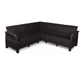 Угловой диван WORKY ротанг, 200x200x79 см, мокко, с черными подушками ARD257864 