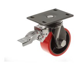 Колесо сверхбольшегрузное полиуретановое поворотное с площадкой и тормозом SHpb 63 (150 мм; 1000 кг) А5 1000691 