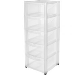 Комод Бытпласт Амадео на колесах, 5 ящиков, бесцветный 431242901 