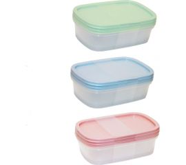 Прямоугольный контейнер для СВЧ и заморозки Умничка в наборе 3 шт 1 л пастель MPU8218 