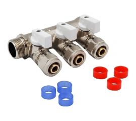 МП коллектор Rvc 3/4 гш-1/2 ш с кранами, 3 выхода (в комплекте ЕК 16x1/2 ) 10883 