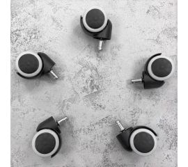 Универсальный комплект из пяти роликов-колес для офисных кресел ВПМ бесшумные, прорезиненные 6143672 