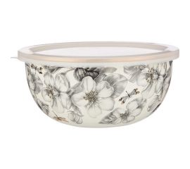 Эмалированная миска с пластиковой крышкой Agness серия ЯБЛОНЕВЫЙ САД, 24x10, 5 см, 2.8 л 950-529 