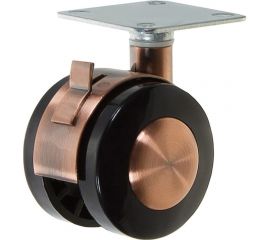 Мебельная колесная опора Tech-Krep D50 мм, поворотная, с тормозом, площадка, пластик, бронза - накладка 151202 