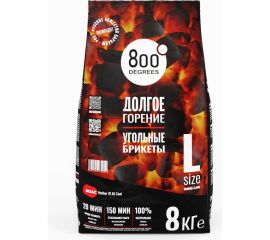 Уголь брикеты 800 Degrees Долгое Горение, мешок 8 кг 800DGR-ELH08 