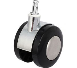 Мебельная колесная опора Tech-Krep D50 мм, поворотная, без тормоза, штифт М11, резиновый ход, хром - накладка 151216 