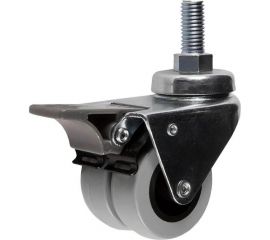 Аппаратное поворотное колесо Tech-Krep двойное, п/п обод, полиуретан, подшип. скольжения, резьба М12, D50, с торм. - пакет 148517 