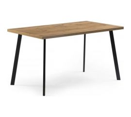 Деревянный стол Woodville Тринити Лофт 140 25 мм, дуб вотан/черный матовый 489624 