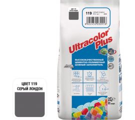 Затирка MAPEI ULTRACOLOR PLUS № 119, 2 кг, серый Лондон 6011902A 