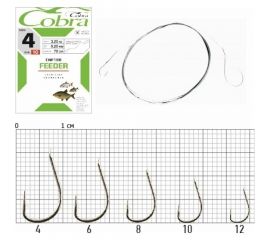 Крючки COBRA FEEDER 70см, 0,14мм, размер 10, с поводком, 10шт, CNF100-010 
