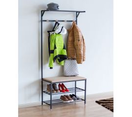 Вешалка для прихожей с банкеткой и двумя полками Tatkraft SOLUTION 16811 