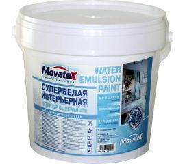 Водоэмульсионная интерьерная краска Movatex супербелая, моющаяся, 1 кг Т02326 