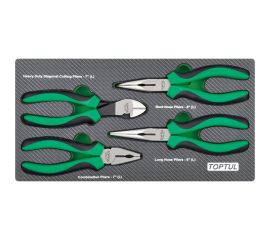 Набор губцевого инструмента TOPTUL 4 предмета в мягком ложементе GEA0407 