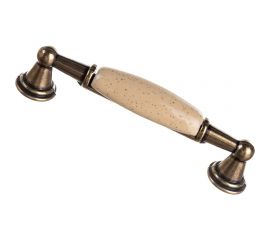 Ручка-скоба с фарфором KERRON 96мм, Д120 Ш23 В28, оксидированная бронза/бежевый SF05-05-96 OAB 