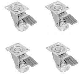 Поворотное колесо GTV D-50 мм, прозрачное, со стопором, нагрузка 35 кг, комплект 4 шт. KM-AH50MM-00-K 