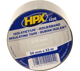 Огнестойкая профессиональная изолента из ПВХ HPX IG5033 INSULATION TAPE 5200 50 мм х 33 м, серая 5425014229042 