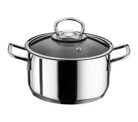 Кастрюля КАТЮША Марта нержавеющая сталь, 6,7 л, 24x14 см, стеклянная крышка 100-24-0 
