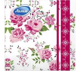 Бумажные салфетки Лилия 33x33, Цветочный роман, 2 слоя, 20 листов 5300 