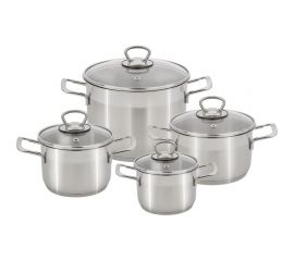 Набор из 8 предметов Катюша София нержавеющая сталь, кастрюли 1.4/1.8/3.2/4.5 л, стеклянные крышки 9901-903-0 