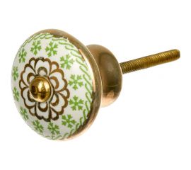 Металлическая ручка для мебели Blumen Haus Зеленый чай цвет зеленый, рисунок золотой 66103 