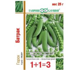 Семена ГАВРИШ Горох Батрак посевной, серия 1+1, большой пакет 25 г 19102105 