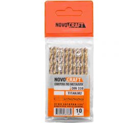 Сверло по металлу покрытие Титан M2 (10 шт; 1х34х12 мм; среднее; DIN338) Novocraft T338010 