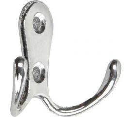 Мебельный крючок ТУНДРА KM207CP, двухрожковый, цвет хром 1866178 