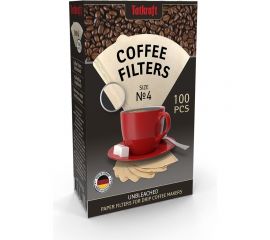 Бумажные фильтры для кофеварки Tatkraft неотбеленные №4, одноразовые, 100 шт. 13735 