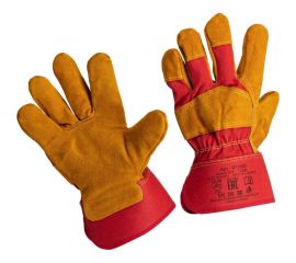 Защитные спилковые комбинированные перчатки ООО Комус желтые 971990 