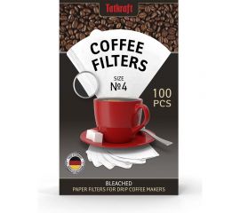 Бумажные фильтры для кофеварки Tatkraft отбеленные №4, одноразовые, 100 шт. 13810 