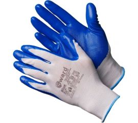Нейлоновые перчатки Gward Blue белые с синим, нитриловое покрытие, р. L, 12 N2002B/L 
