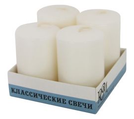 Свечи Дон Баллон классические столбики, белый, 6x4 см, 4 шт. 6460401 