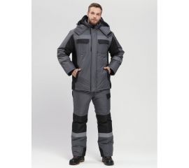 Зимний костюм с полукомбинезоном Факел Фаворит-Мега, темно-серый/черный, ткань Таслан, размер 48-50, р.170-176 87468676.004 