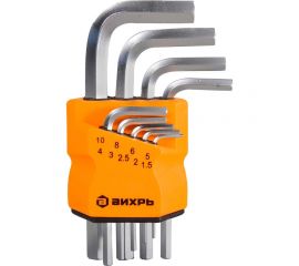 Набор имбусовых ключей Вихрь HEX 1.5-10 мм, 9 шт. 73/6/5/11 