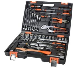 Набор инструментов 1/2, 1/4 дюйма CrV, пластиковый кейс 76 предметов Вихрь 73/6/7/4 