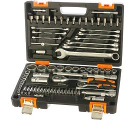 Набор инструментов 1/2, 1/4 дюйма, CrV, пластиковый кейс 82 предмета Вихрь 73/6/7/3 