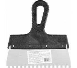 Шпатель из нержавеющей стали Россия 200 мм зуб 6х6 мм пластмассовая ручка 85158 