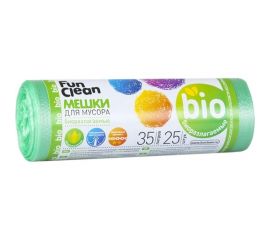 Мешки для мусора ""Особо прочные"" 35 л, 25 шт, биоразлагаемые, зеленые, ролик Fun Clean 6913 