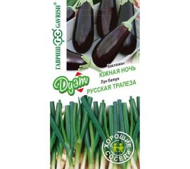 Семена ГАВРИШ Баклажан Южная ночь 0.1 г + Лук на зелень Русская трапеза 0.5 г серия Дуэт Хорошие соседи 1071858122 