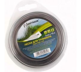 Леска двухкомпонентная квадратная 2 мм, 15 м для триммера UNITRAUM UN-DCS20B15 