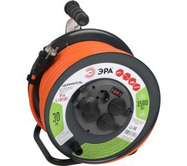 Силовой удлинитель ЭРА RMx-4es-3x2.5-30m-IP44 на металлической катушке с заземлением, 4 розетки, 30м, Б0052920 