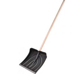 Снегоуборочная пластиковая лопата с алюминиевой планкой и деревянным черенком РемоКолор 400x420 мм 69-0-443 