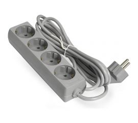 Удлинитель ExeGate ECE-4-3G 4 евророзетки с заземлением, 3м, серый 285814 