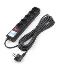 Фильтр-удлинитель Power Cube 1,9 м 5 розеток (черный графит) 10А/2,2кВт, SPG5-С2 