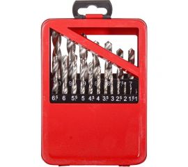Набор сверл по металлу (19 шт; 1-10 мм; HSS) Вихрь 73/10/6/18, металл. коробка, цилиндрический хвостовик 