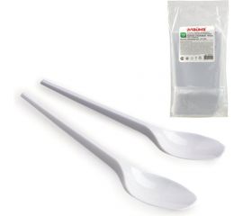 Пластиковые одноразовые столовые ложки ЛАЙМА Эталон, комплект 100 шт, 165 мм 603079 