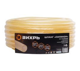 Поливочный трехслойный армированный шланг Вихрь Силикон 3/4"", 25 м, прозрачный 73/7/2/30 