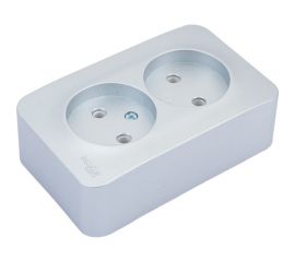 2-ая наружная розетка Schneider Electric Blanca алюминий, без заземления, без шторок, 16А, 250В SE BLNRA000213 